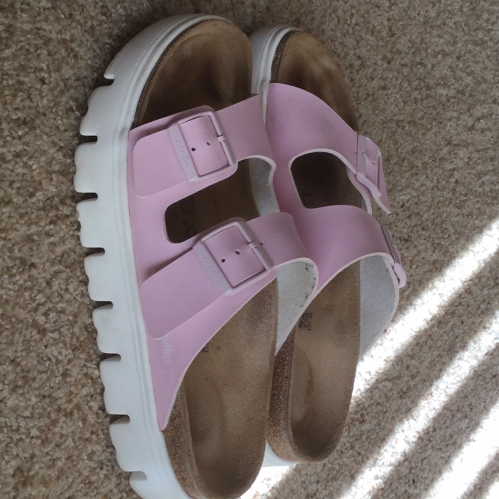 Papillio/Birkenstock pink platform Arizona’s